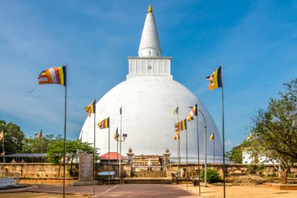 ANURADHAPURA,SRI LANKA - FEBRUARY 3,2020 - View at the Entrance to Mirisawetiya Stupa in Anuradhapura. Anuradhapura is the capital city of North Central Province of Sri Lanka.